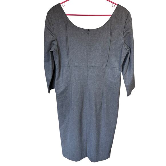 Lauren Ralph Lauren Wool Dress Sz 14 Gray Sheath Stretch L/S Minimalism Preppy - Picture 3 of 8
